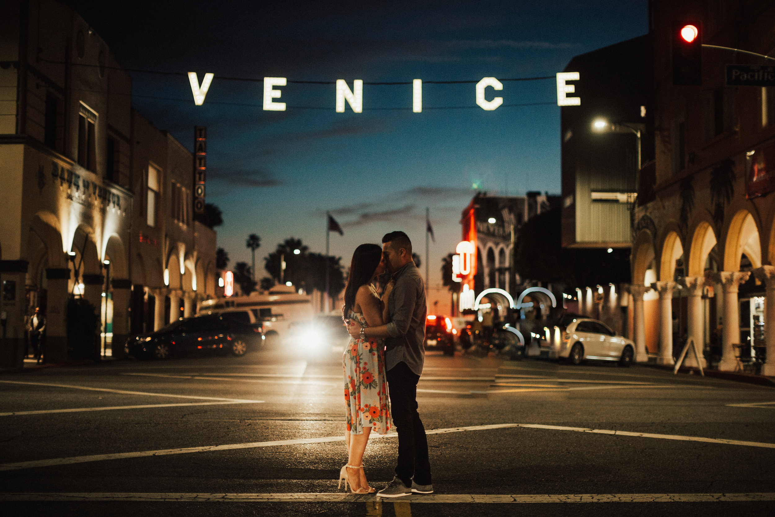 Famous Venice Beach Sign Engagement Photography